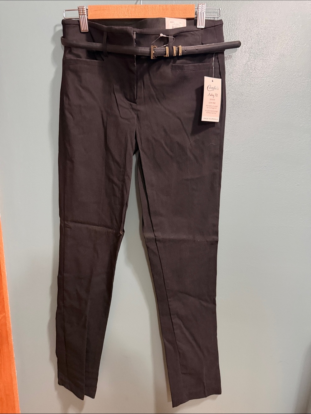 Candies Black Skinny Belted slacks